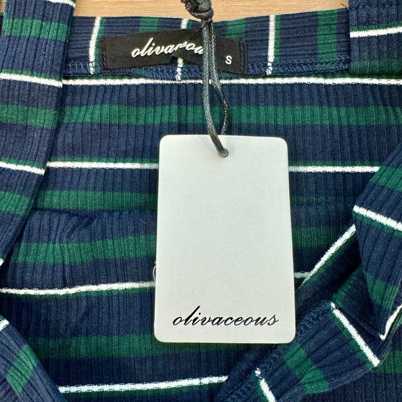 NWT* Olivaceous Striped Tank Dress in Navy and Green - Women's S - Picture 2 of 7